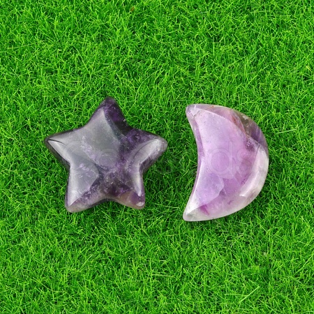 Natural Tiger Eye Healing Moon & Star Ornaments PW-WG13036-05-1