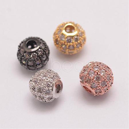 Brass Micro Pave Cubic Zirconia Beads ZIRC-E110-03-1