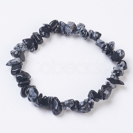 Natural Snowflake Obsidian Stretch Bracelets BJEW-JB03681-10-1