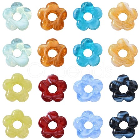 16Pcs 8 Colors Two Tone Handmade Lampwork European Beads LAMP-FS0001-83-1