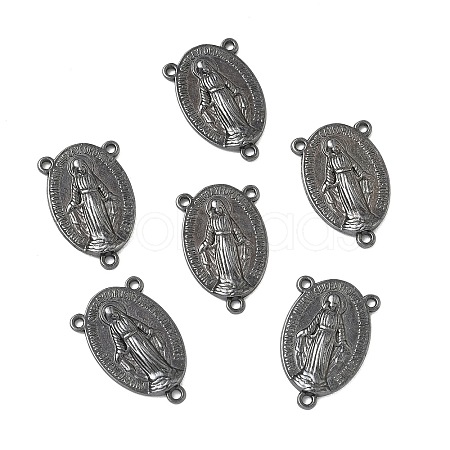 Holy Oval Carved Virgin Mary Tibetan Style Alloy Chandelier Component Links X-TIBEP-LF0961YKG-B-FF-1
