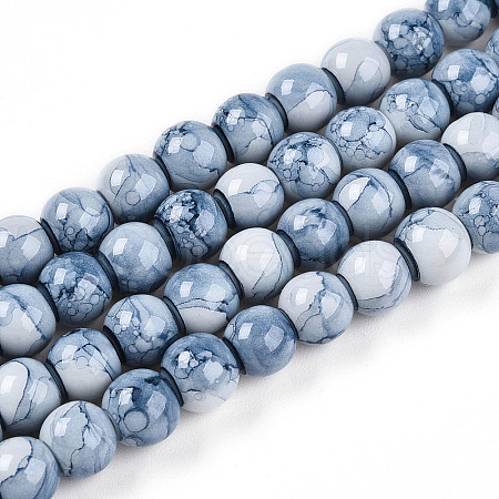 Baking Paint Glass Beads Strands DGLA-N003-8mm-C07-1