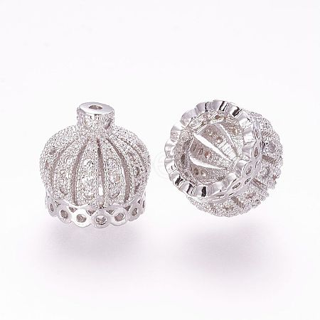 Brass Micro Pave Cubic Zirconia Beads ZIRC-G091-70P-1