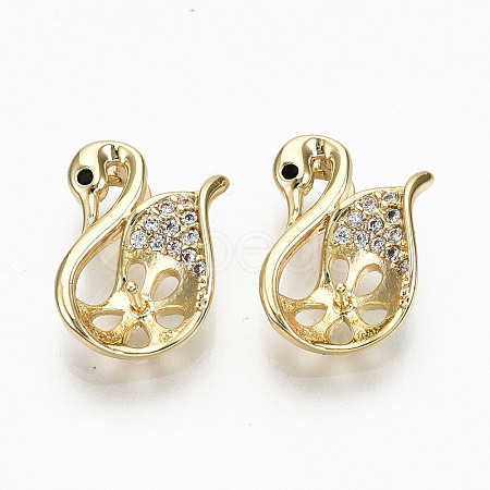 Brass Micro Pave Clear Cubic Zirconia Peg Bails Charms KK-R117-010-NF-1