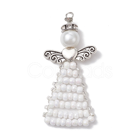 Glass Seed Beads Pendants PALLOY-MZ00381-02-1