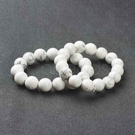Natural Howlite Beaded Stretch Bracelets BJEW-D446-C-03-1