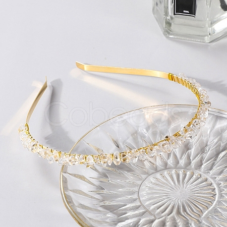 Wire Wrapped Natural White Jade Chip Hair Bands PW-WG27230-14-1