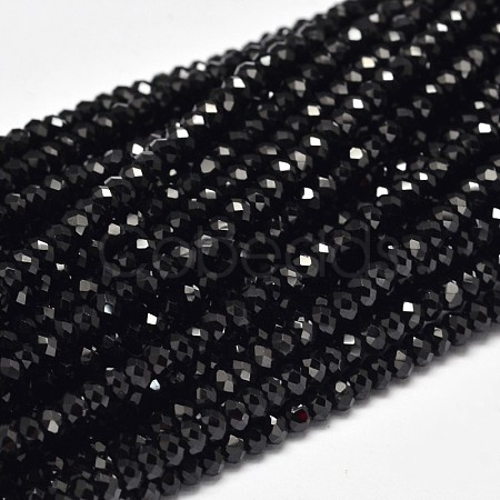 Faceted Rondelle Natural Black Spinel Bead Strands G-F289-42A-1