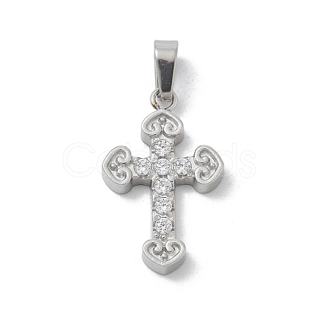 304 Stainless Steel Micro Pave Cubic Zirconia Pendants STAS-Z107-08P-10-1