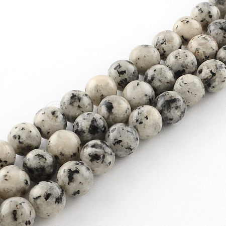Dyed Natural Sesame Jasper Round Beads Strands G-R342-6mm-15-1