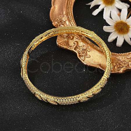 Brass Micro Pave Cubic Zirconia Hinged Bangles for Women BJEW-D313-02G-1