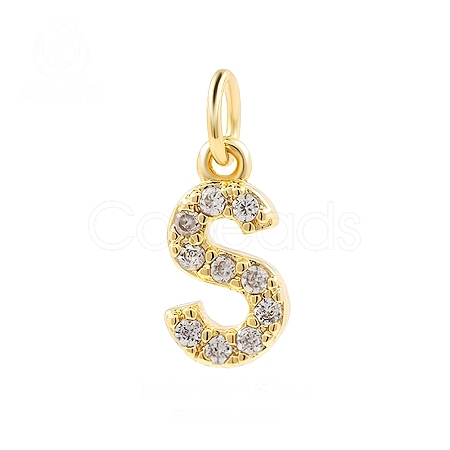 Brass Cubic Zirconia Pendants with Jump Rings FIND-PW0024-09S-1