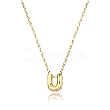 Brass Initial Pendant Box Chain Necklaces for Women FS-WG5C822-21-1