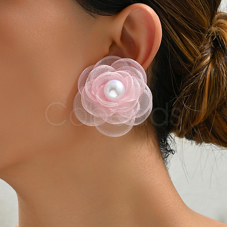 Camellia Flower Iron Stud Earrings for Women TA6266-1-1