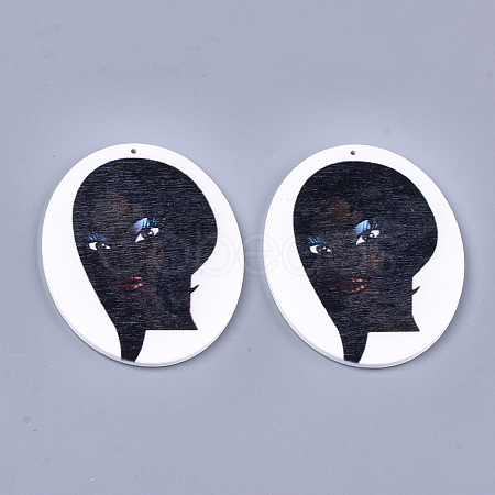 Printed Wooden Big Pendants X-WOOD-S050-09H-1