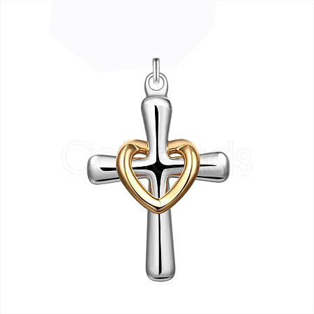 Brass Heart and Cross Pendants KK-BB11621-1