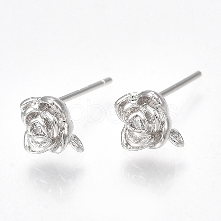 Brass Cubic Zirconia Stud Earring Findings X-KK-S350-012P-1