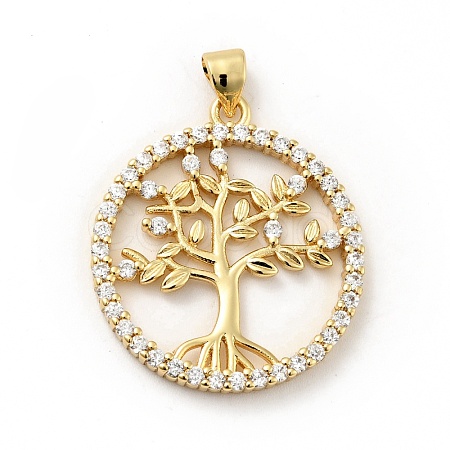 Rack Plating Brass Micro Pave Cubic Zirconia Pendants ZIRC-F129-39G-1