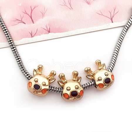 Christmas Theme Alloy Enamel European Beads MPDL-Q213-08G-1