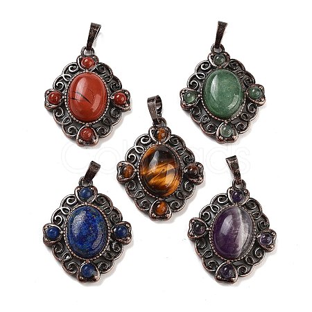 Natural Mixed Stone Rhombus Pendants G-K363-02R-1
