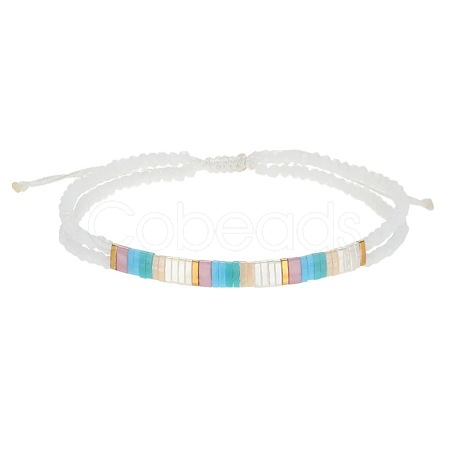 Bohemian Style Glass Seed Bead & Plastic Braided Bead Bracelets LS-QF8968-1-1