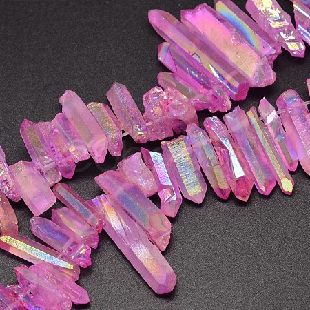 Electroplated Natural Quartz Crystal Beads Strands G-A142-03E-1