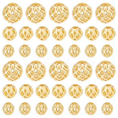 60Pcs 3 Styles Brass Hollow Spacer Beads KK-PH0010-39-1
