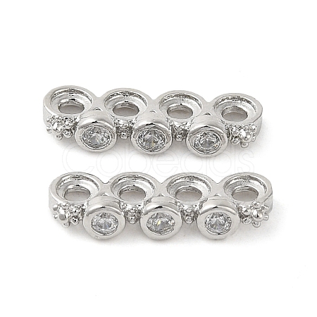 Rack Plating Brass Pave Clear Cubic Zirconia Spacer Bars KK-B088-11C-P-1