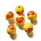 Valentine's Day Element Printed Wood Beads, Round, Gold, 16mm, Hole: 4mm