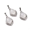 Natural Quartz Crystal Pendants, Rock Crystal Pendants, Teardrop Charms, with Platinum Tone Rack Plating Brass Findings, 32x19x10mm, Hole: 8x5mm