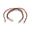 Nylon Cord Braided Bead Bracelets Making, with Brass Beads, Long-Lasting Plated, Real Platinum Plated, Saddle Brown, 10-1/4 inch~11-5/8 inch(26~29.6cm)