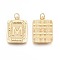 Brass Pendants, with Jump Rings, Cadmium Free & Nickel Free & Lead Free, Rectangle with Letter, Real 18K Gold Plated, Letter.M, 22.5x16x2mm, Jump Ring: 5x1mm, 3mm inner diameter