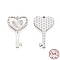 925 Sterling Silver Pendants, Heart Skeleton Key with Word Love Charms, for Valentine's Day, Silver, 18.5x11.5x1.2mm, Hole: 0.7mm