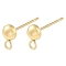 Ion Plating(IP) 304 Stainless Steel Stud Earring Findings, Manual Polishing, Real 18K Gold Plated, Half Round, 6.5x4mm, Pin: 0.7x11mm