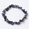 Natural Snowflake Obsidian Stretch Bracelets, Nuggets, 2-1/8 inch(5.5cm)