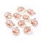 Glass Links connectors, with Eco-Friendly Alloy Open Back Berzel Findings, Flower, Light Gold, Misty Rose, 15.5x12x5mm, Hole: 1.4mm