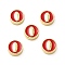 Brass Enamel Beads, Flat Round with Virgin Mary, Real 18K Gold Plated, Red, 11x5mm, Hole: 2mm