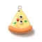 Resin Pendants, with Platinum Iron Findings, Imitation Food, Pizza, 26.5x22x9mm, Hole: 2mm