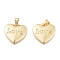 Brass Pendants, for Valentine's Day, with Jump Ring, Heart with Word Love, Golden, 18x18x3mm, Hole: 3x4mm