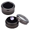 Round Stainless Steel Loose Diamond Storage Boxes, Gemstone Display Case with Clear Glass Window and Sponge, Gunmetal, 3.2x1.7cm