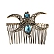 Alloy with Resin Hair Comb, Moon, Hair Accessories for Women, Antique Golden, 70x56mm