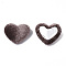 Velvet Cloth Fabric Covered Cabochons, with Aluminum Bottom, Heart, Rosy Brown, 14~15x16~17x6~7mm