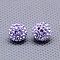 Czech Glass Rhinestones Beads, Polymer Clay Inside, Half Drilled Round Beads, 371_Violet, PP11(1.7~1.8mm), 10mm, Hole: 1mm