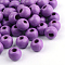 Natural Wood Beads, Dyed, Round, Medium Orchid, 14x13mm, Hole: 4mm, about 1200pcs/1000g