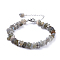 Natural Labradorite Chip Bracelets, with Flat Round Tibetan Style Alloy Spacers Beads and Stainless Steel Findings, 7-1/4 inch~7-3/8 inch(18.4~18.8cm)