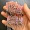 Natural Crystal Hair Combs, with Alloy Crown Hair Bands, for Women Girls, Pink, 78x37mm