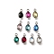 304 Stainless Steel Pendants, with Rhinestone, Stainless Steel Color, Teardrop, Mixed Color, 10.5x5.5x0.5mm, Hole: 1.8mm