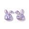 Opaque Acrylic Beads, AB Color Plated, Rabbit with Letter M Pattern, Medium Purple, 41x33x11.5mm, Hole: 3.2mm