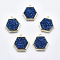 Druzy Resin Charms, with Golden Tone Brass Findings, Hexagon, Blue, 14.5x14x4mm, Hole: 1mm