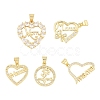 5Pcs 5 Style Brass Micro Pave Clear Cubic Zirconia Pendants ZIRC-YW0001-24-1